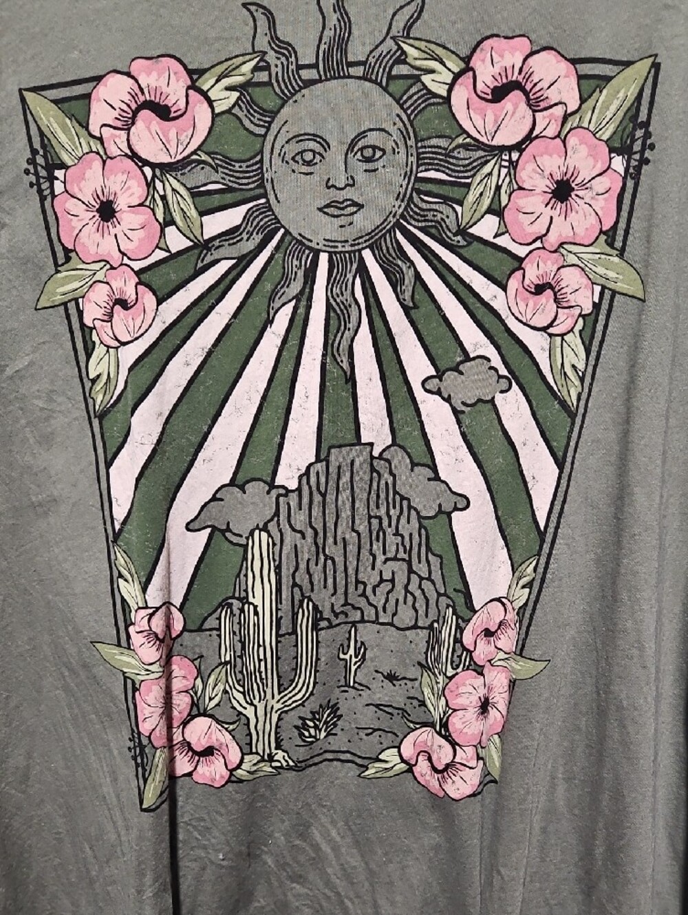 torrid Olive Short-Sleeve Graphic Tee with Pink Floral & Desert Sun - Picture 4 of 6